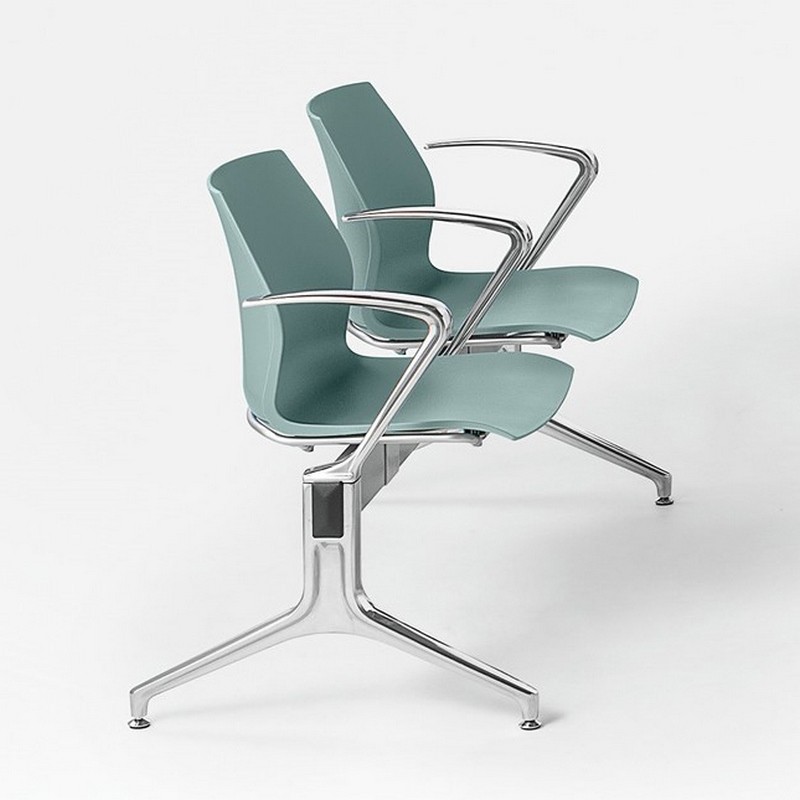 Sièges sur poutre design Kalea Kastel avec accoudoirs aluminium poli