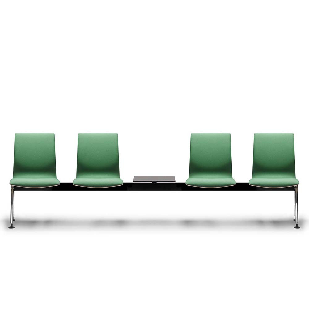 sièges sur poutre 4 places coque bois tapissée avec tablette Curvae