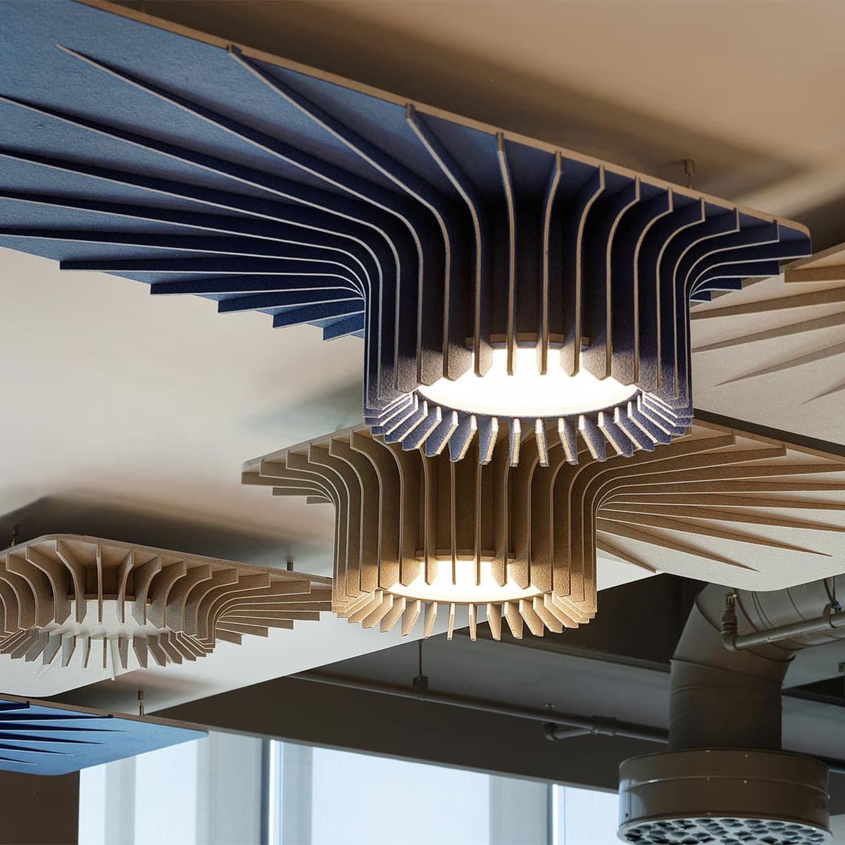 Suspension acoustique lumineuse design RA rectangulaire 3D