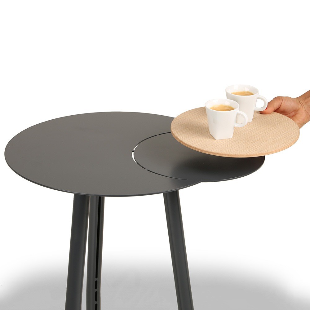 Table d'appoint en métal avec plateau amovible en bois Cloud