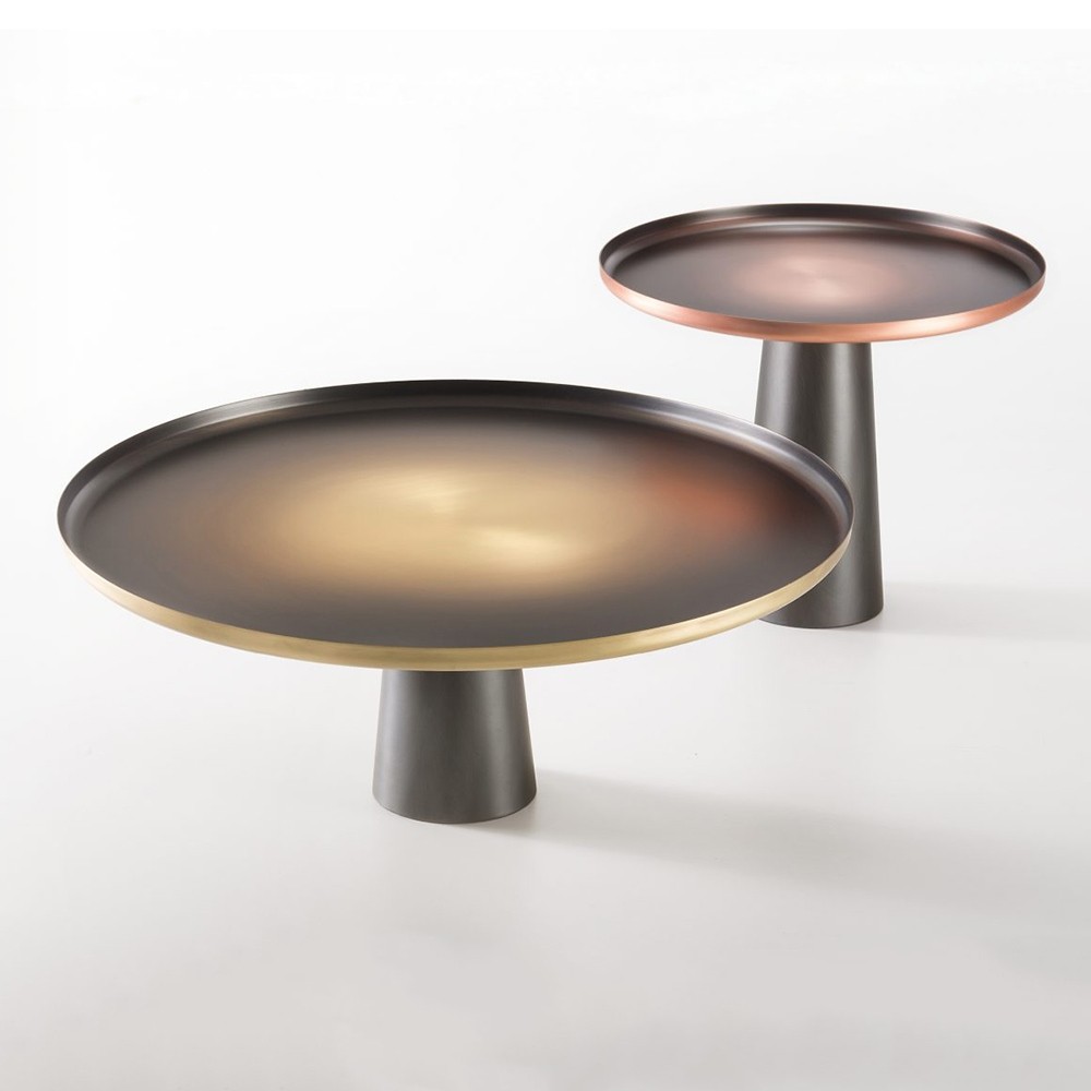 Tables basses cuivre ou laiton Sunrise et Sunset De Castelli