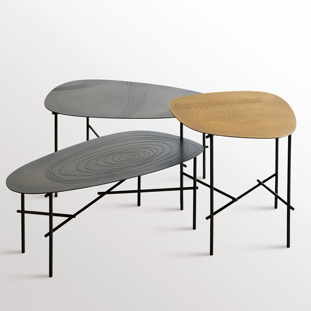 Tables basse acier et laiton Syro Decastelli
