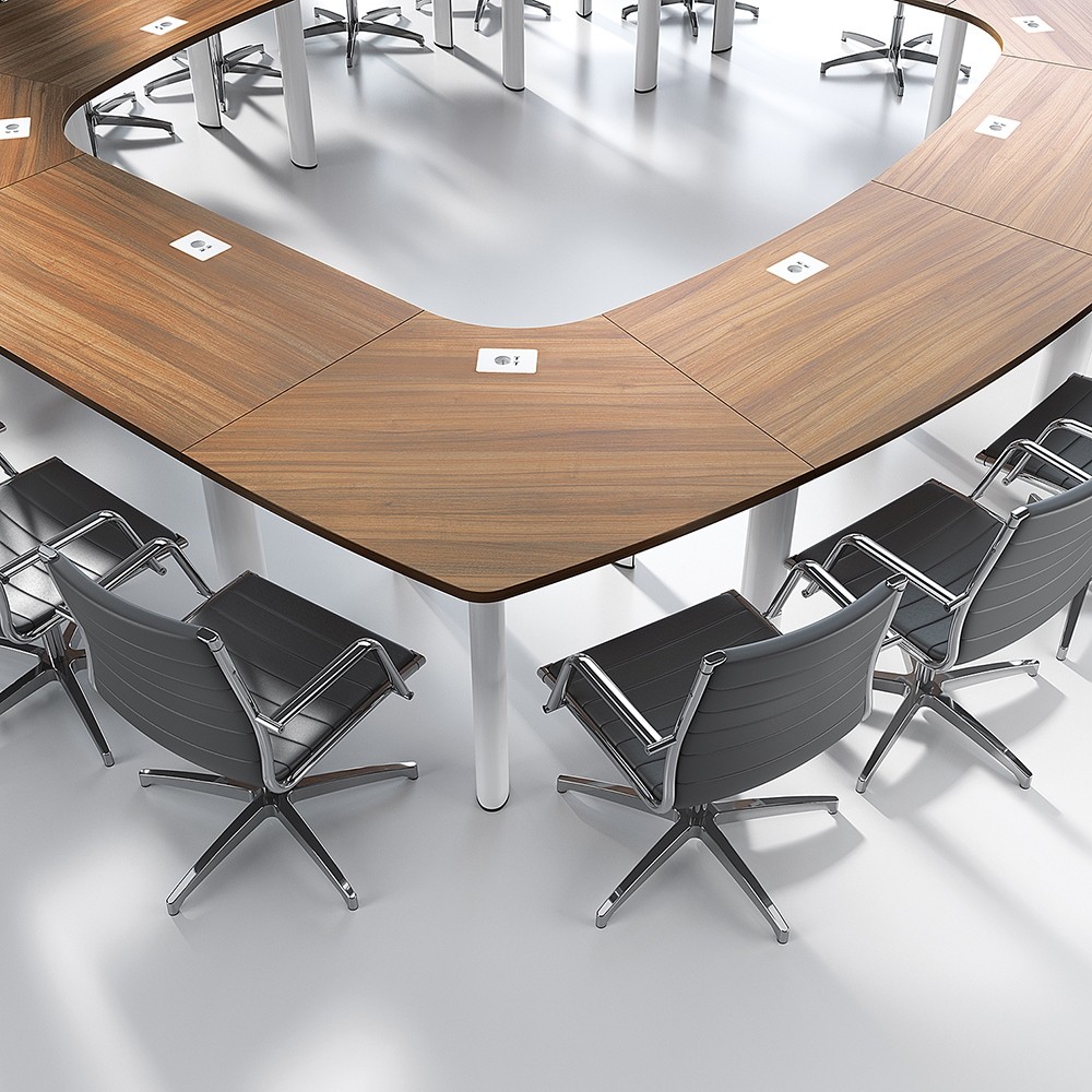 Table de conférence Fregate avec plateaux électrifiés Clen