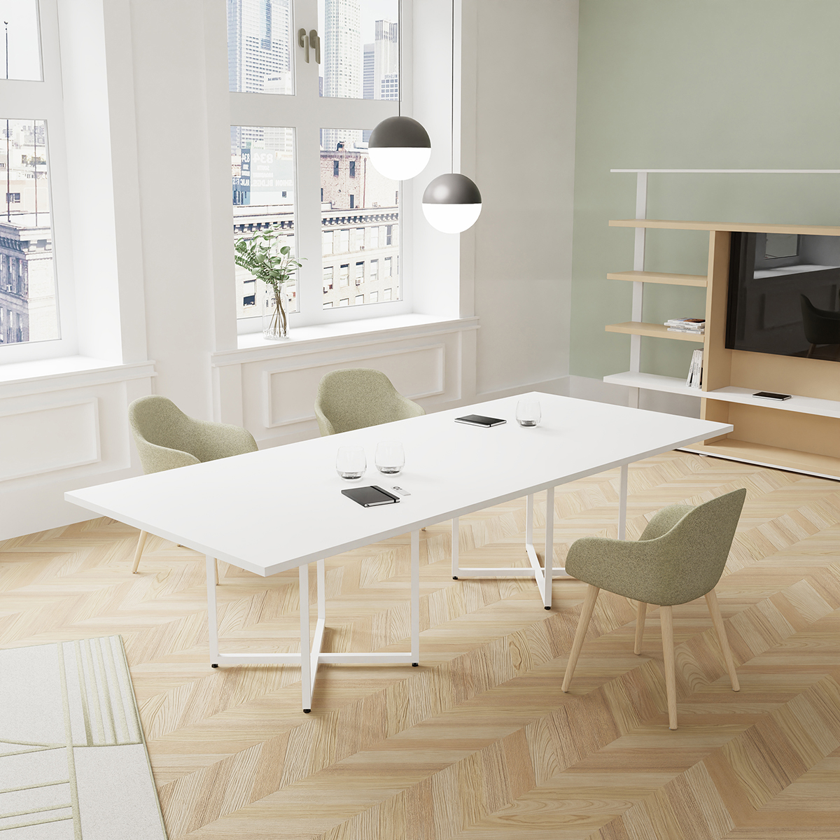 Table de réunion revêtue de cuir Ibis Alea