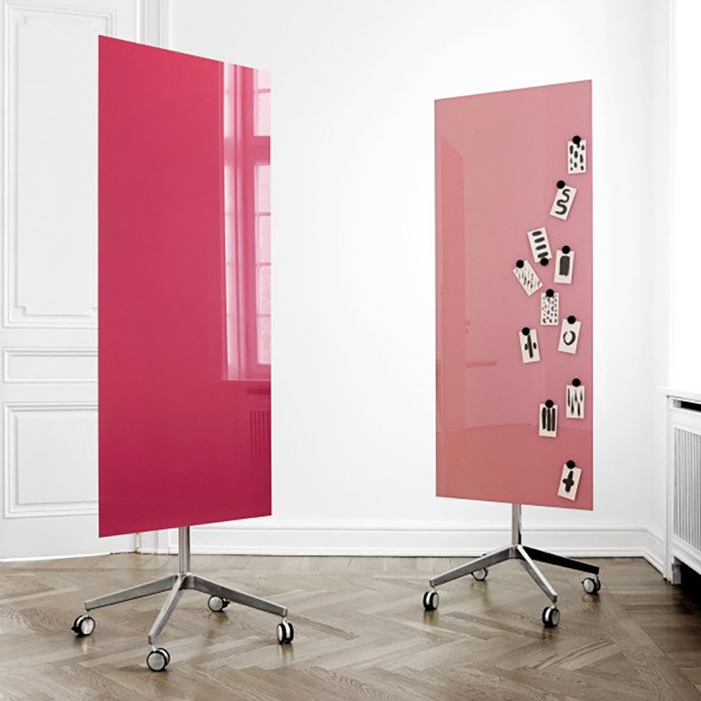 Tableau magnétique en verre rose sur roulettes Mood Flow Lintex