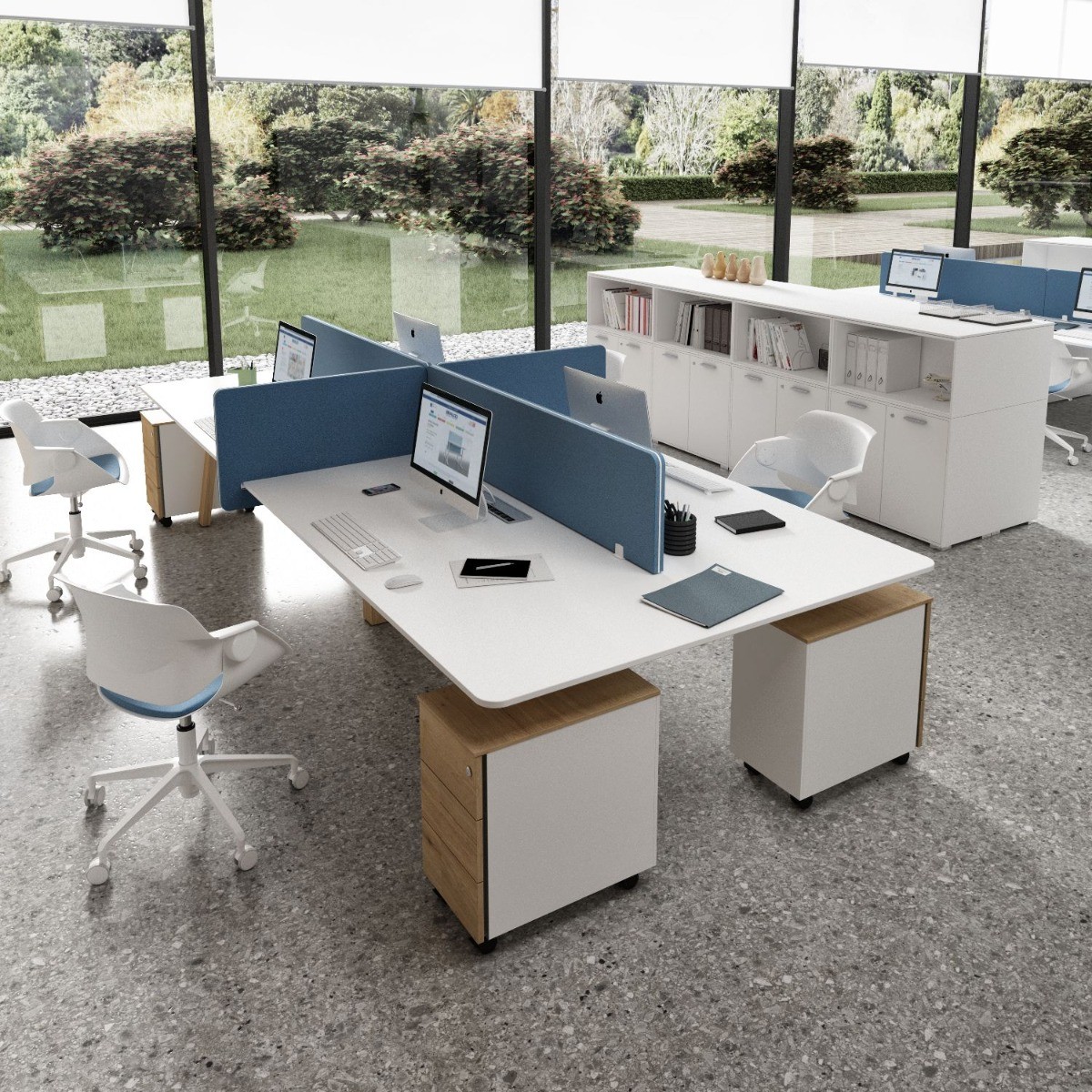 Bureau open space avec caissons Bralco