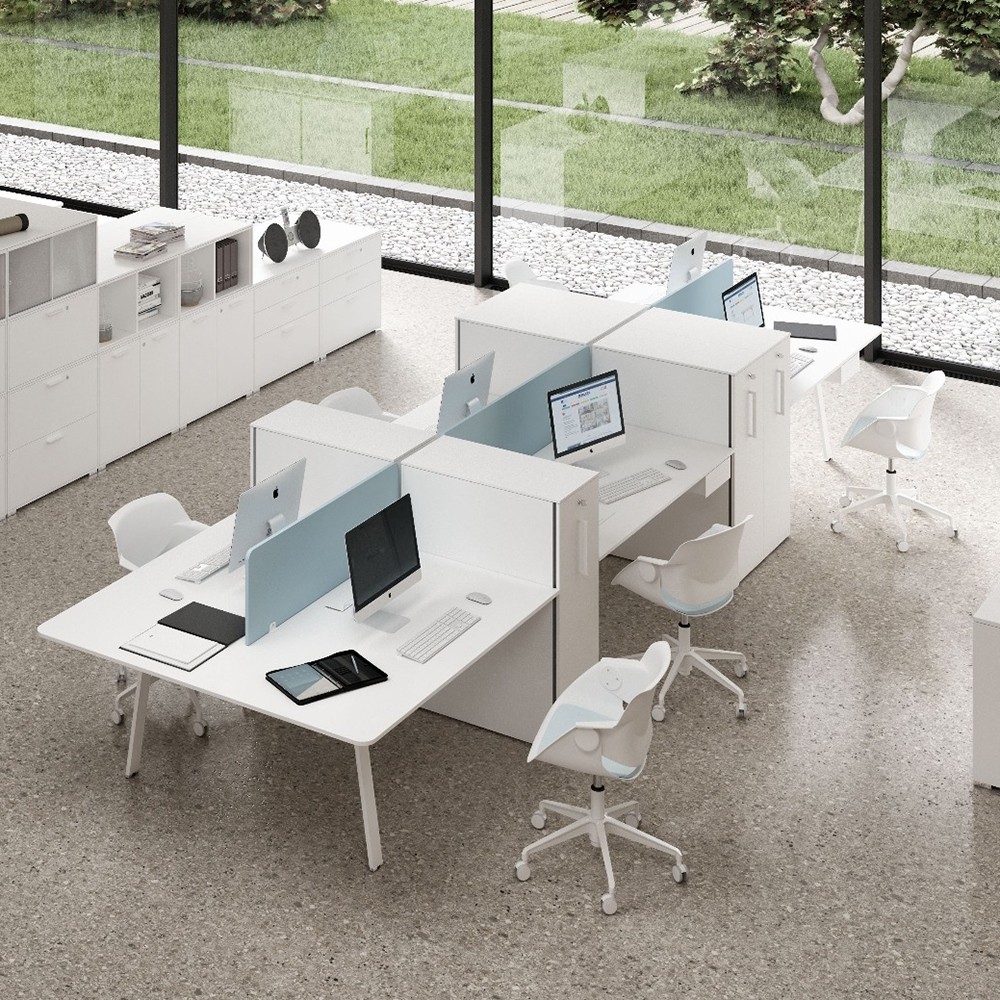 bureau open space blanc Take off avec rangement vertical Bralco